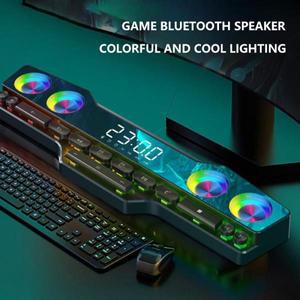 RGB 조명 무선 블루투스 스피커, 하이파이 3D 스테레오 서브우퍼, 4000mAh 가정용 시계, 게임용 컴퓨터 사