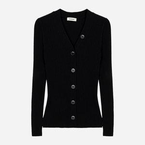 산드로 골지 브이넥 가디건 BLACK  SFPCA00118