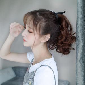 리본 웨이브 포니테일 가발 2p 묶음머리 헤어피스