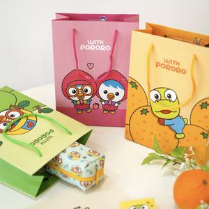 뽀로로 후르츠 쇼핑백 혼합 4개입 캐릭터 두꺼운 종이 가방 생일 선물포장 유치원 답례품백