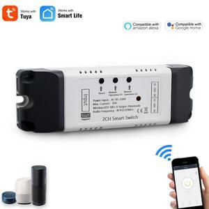 Tuya WiFi AC DC7-32V 85-250V 12V 채널 수신기 10A 스마트 스위치 모듈 무선 제어용 릴레이
