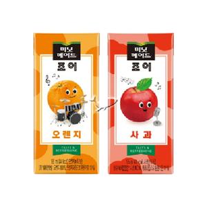 미닛메이드 조이 195ml 2종 오렌지/ 16팩+사과/ 16팩=총32팩
