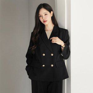 [시크라인] 레이카 카라 골드 더블버튼 자켓