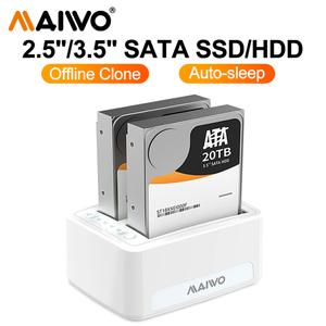 MAIWO 듀얼 베이 SSD HDD 도킹 스테이션 USB 3.0-SATA 2.5 3.5 하드디스크 드라이브 독 어댑터 PC 노트북용