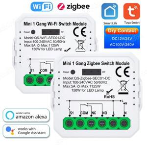 투야 스마트봇Tuya ZigBee WiFi 스마트 스위치 모듈 건식 접촉 홈 DIY 차단기 릴레이 DC 1224V AC 100-240V