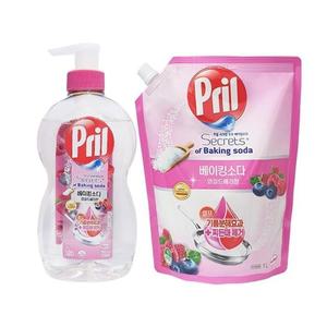 프릴 주방세제 베이킹소다 와일드베리 750ml + 리필 1000ml + 200ml