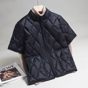 겨울 남여공용 다운 반팔 패딩 누빔 경량 집업 5XL