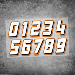 오렌지 번호 0123456789 오토바이 스티커 연료 탱크 헬멧 전면 페어링 방수 DIY 모토 0-9 비닐 데칼 1PC