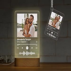 개인화 된 스캔 가능한 Spotify 사진 플라크 그녀를위한 LED 야간 조명 선물 맞춤형 룸 장식 커플