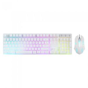 지클릭커 슈퍼히어로 GMK-180 PLUS 화이트 레인보우 LED 키보드 마우스 세트 LED투영 이색사출키캡 스탭스