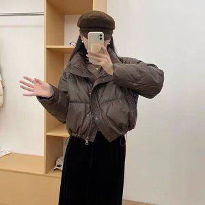 오버핏 여자 하이넥 자라 자켓 리본 여성패딩