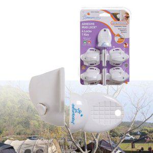 서랍잠금장치 문고리잠금 자석 자물쇄 4락 1키