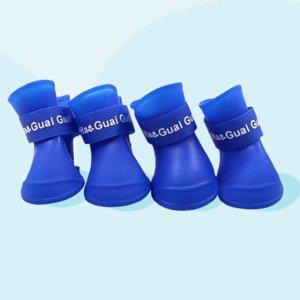 강아지 논슬립 실리콘 방수 신발 S 4개입 1P 레인부츠