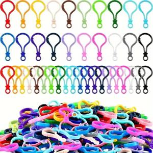 50pcs 플라스틱 랍스터 걸쇠, 다채로운 끈 클립 및 후크 걸쇠, 혼합 색상, DIY 열쇠 고리 용 플라스틱 키 체인 클립
