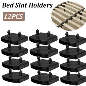 12PCS 검은 플라스틱 사각형 교체 소파 침대 슬레이트 센터 엔드 캡 홀더 나무 침대 침대 프레임 부품에 대 한 내부 고무 슬리브