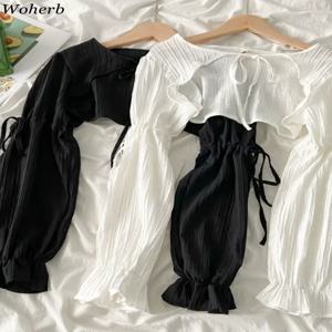 여름 Y2k 태양 보호 카디건 여성 의류 얇은 자르기 탑 붕대 긴 소매 블라우스 케이프 Femme Ruffles 한국 스웨터