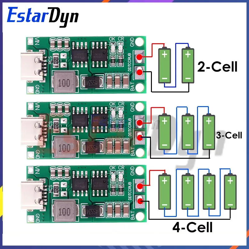 다중 셀 2S 3S 4S Type-C ~ 8.4V 12.6V 16.8V 스텝업 부스트 LiPo 폴리머 리튬 이온 충전기 7.4V 11.1V 14.8V 18650 리튬 배터리