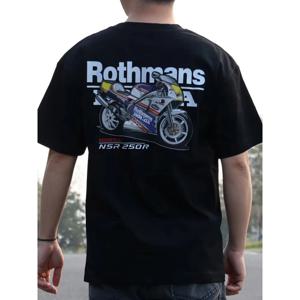 2025 뉴 코튼 혼다 투 펀치 파이어 챔피언 NSR250P4 Loften HRC Co 브랜드 코튼 헤비 캐주얼 반팔 티셔츠 하라주쿠