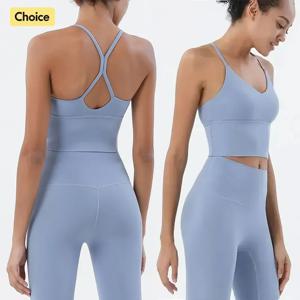 운동복 여자 체육관 스포츠 브래지어와 레깅스 여자 2 조각 세트 Outifit 벌거 벗은 느낌 여성 피트니스 의류 여성 Tracksuit