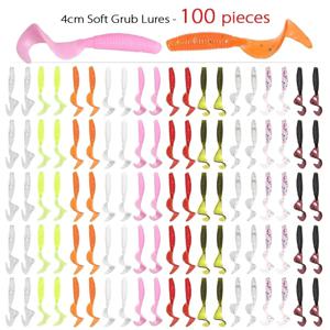 100 개/몫 낚시 미끼 4cm 0.4g 부드러운 미끼 인공 실리콘 워블러 웜 Moggot Grub 미끼 바다 Swimbait 파이크 잉어 액세서리