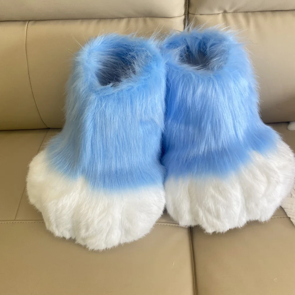 새로운 Kig Fursuit 코스프레 발 신발 모피 Fursuit 코스프레 Rubbit 고양이 부츠 귀여운 푹신한 동물 만화 파티 Cos Wearable Costume