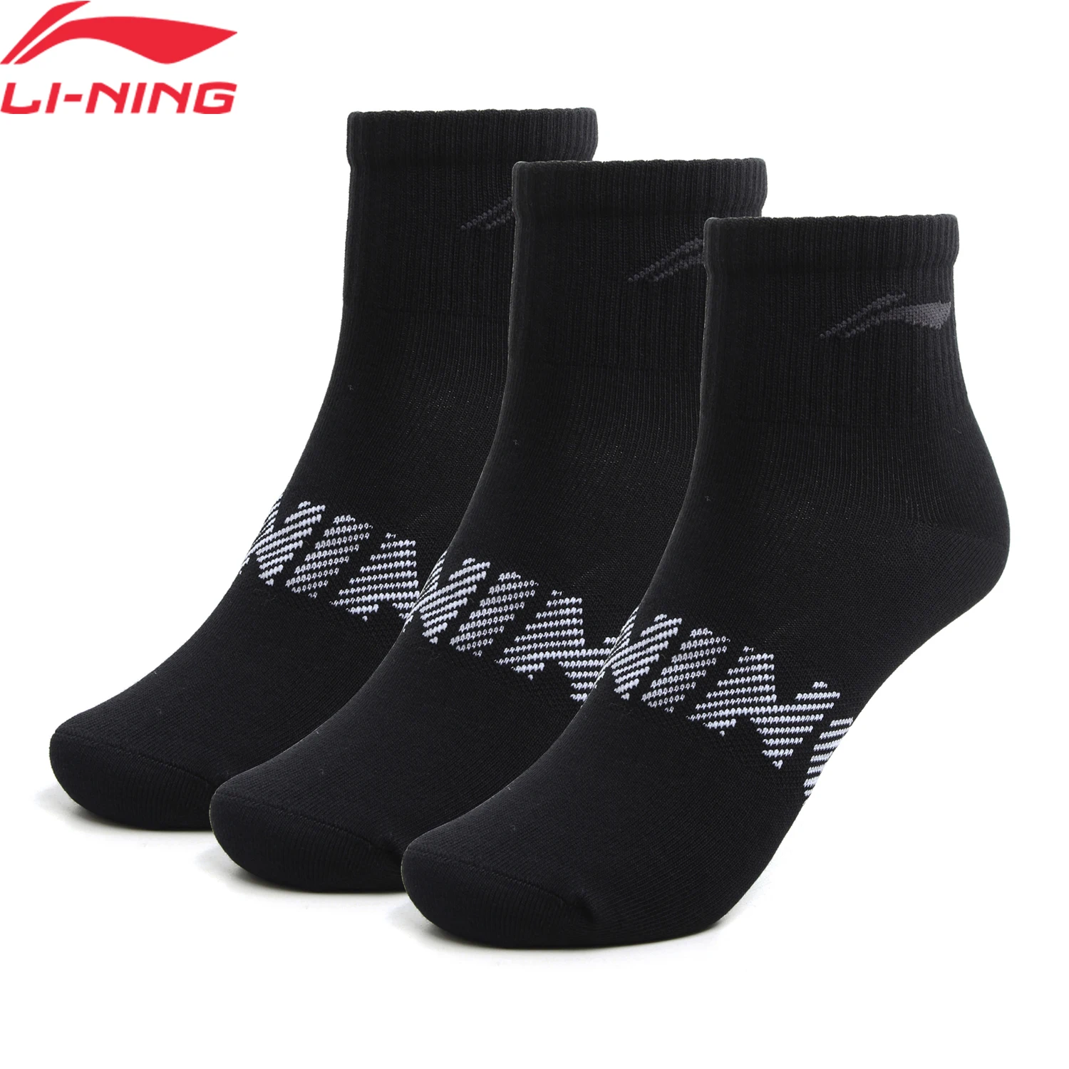 Li-Ning 남여 3 쌍 양말 스포츠 스타일 남성 여성 22-28cm 통기성 안감 편지 편안한 스포츠 양말 AWSU025