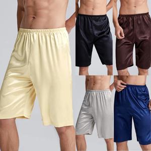 남성용 홈 실크 새틴 잠옷 반바지 잠옷 수면 바지 Nightwear 통기성 편안한 속옷 남성 부드러운 잠옷