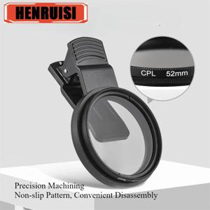 52mm CPL 필터 범용 전화 렌즈 클립 온 편광판 필터 렌즈 클립 Canon Nikon 용 iPhone 16 원형 편광판 필터