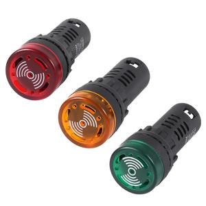1pc 플래시 신호등 빨간색 LED 활성 부저 경고음 표시기 녹색 노란색 22mm AC 12V 24V 110V 220V 패널 직경