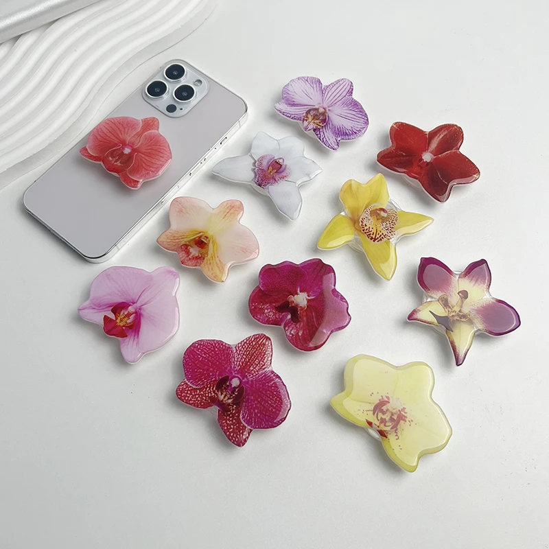 난초 아크릴 소켓 그립 Cymbidium 맞춤형 전화 홀더 접이식 링 전화 지원 인기 스타일 인터넷 연예인