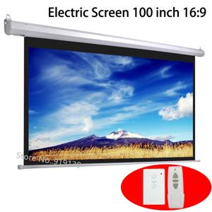 HD 100 인치 16:9 3D LED DLP 레이저 프로젝터 용 전기 스크린 전동 프로젝션 스크린 커튼 무선 원격 제어