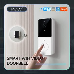 MOES Tuya 1080P 스마트 WiFi 비디오 초인종 카메라 무선 양방향 오디오 인터콤 야간 투시경(64GB SD 카드 포함), 홈 보안