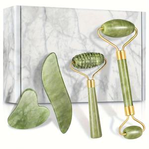1/4pcs 옥 롤러 및 긁는 보드, 긁는 도구가있는 페이스 롤러 마사지, 옥 마사지, 얼굴과 목에 적합 - 엄마