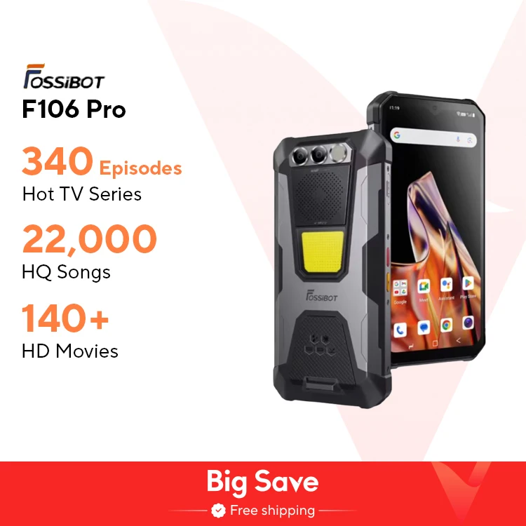 FOSSiBOT F106 PRO 러기드 스마트폰, 15GB + 256GB MTK G85, 안드로이드 14 12000mAh 휴대폰, 6.58 인치 FHD + 30W, 월드 프리미어
