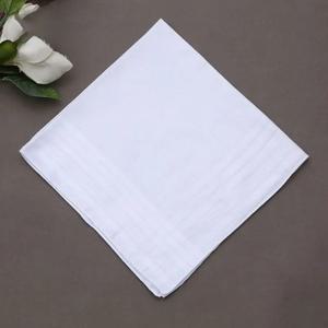남성 여성 코튼 손수건 순수한 흰색 클래식 손수건 자카드 스트라이프 포켓 스퀘어 타월 DIY 페인팅, 12 개/대 40x40cm