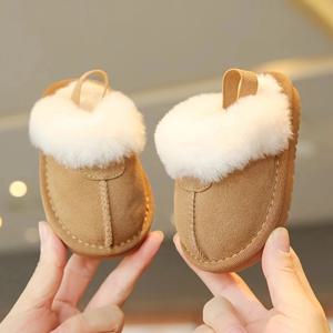 0-18M 남성과 여성 아기 가을, 겨울 면화 슬리퍼 플러시 단열 부드러운 단독 편안한 실내 운동화
