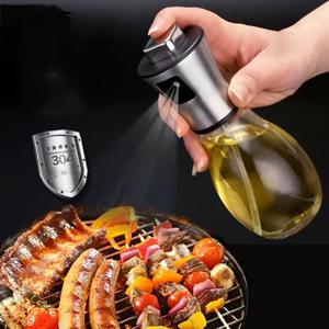 200ML 스테인레스 스틸 오일 스프레이 병 주방 요리 및 에어 프라이어 병 유리 스테인레스 스틸 오일 분무기에 적합