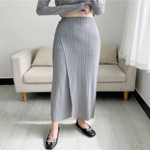 ALSEY Miyake 여성용 플리츠 와이드 레그 발목 길이 바지, 심플한 신축성 허리, 단색 스트레이트 여성 바지, 가을 신상