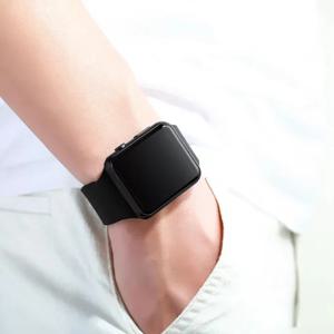 남녀공용 디지털 시계, 전자 사각형 LED 스포츠 손목시계, 패션 캐주얼 심플 실리콘 여성 시계