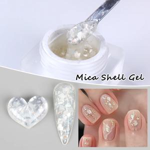 5ml 쉬머 쉘 인어 네일 젤 폴란드어 스파클링 화이트 UV LED 바니시 샤이니 래커 브로큰 운모 젤 매니큐어 장식