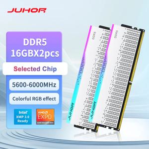 JUHOR 데스크탑 메모리 RGB DDR5 16GBX2 6000MHz 5600MHz Dimm 고속 메모리 램
