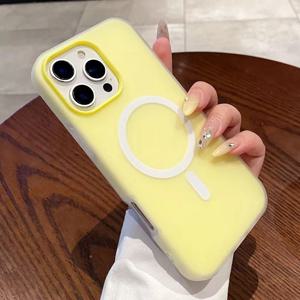 고급스러운 밝은 형광색 마그네틱 Magsafe 케이스 (아이폰 16, 15, 14, 13, 12, 11 Pro Max, 15, 16 PRO, 16 PLUS 무선 충전 커버)