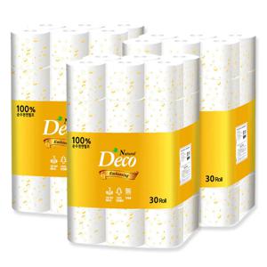 (1+1+1)내추럴데코30Mx30롤x3팩 (천연펄프+국내제조생산) 두루마리 휴지 화장지