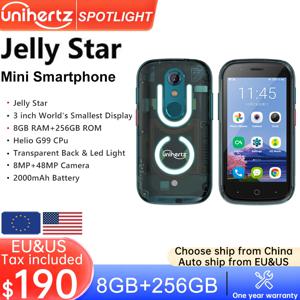 Unihertz 젤리 스타 안드로이드 13 8GB 256GB LED 라이트 잠금 해제 투명 백쉘 48MP 3 인치 2000mAh