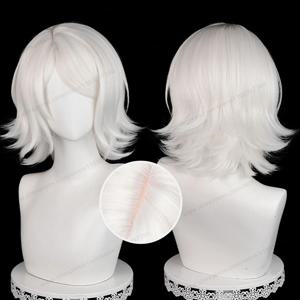 Juzo Suzuya 코스프레 가발 35cm 짧은 실버 화이트 여성 헤어 애니메이션 내열성 합성 가발