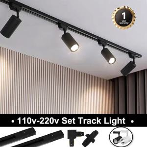 110v 220v 세트 LED 트랙 조명 COB 트랙 램프 자리 조명 12/20/30/40W 천장 스포트라이트 레일 홈 스토어 장식 실내 고정 장치