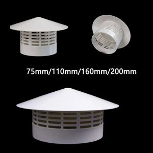 75/110/160/200mm PVC 지붕 에어 벤트 그릴 원형 덕트 환기 배기 커버 날씨 증거 벤트 캡