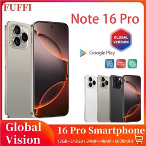 글로벌 비전 5G 스마트폰 안드로이드 노트 16 프로 6000mAH 12GB RAM 256G ROM 6.8인치 1920x1080HD 24+48MP MTK10 코어 4G 휴대전화