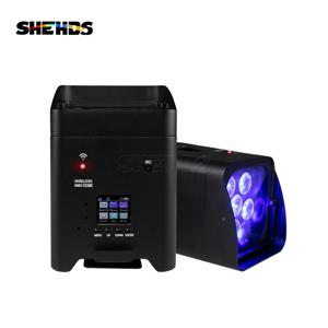 SHEHDS 4pcs 6x18w RGBWAUV LED 배터리 파 무선 DMX512 전화 WIFI 워시 벽 조명 파티 디스코 크리스마스 조명 청중