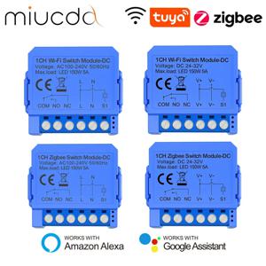 MIUCDA Tuya WiFi/ZigBee 스마트 모듈, 건식 접촉 릴레이 DC 24-32V/AC 100-240V Alexa Google 홈용 DIY 범용 차단기 릴레이